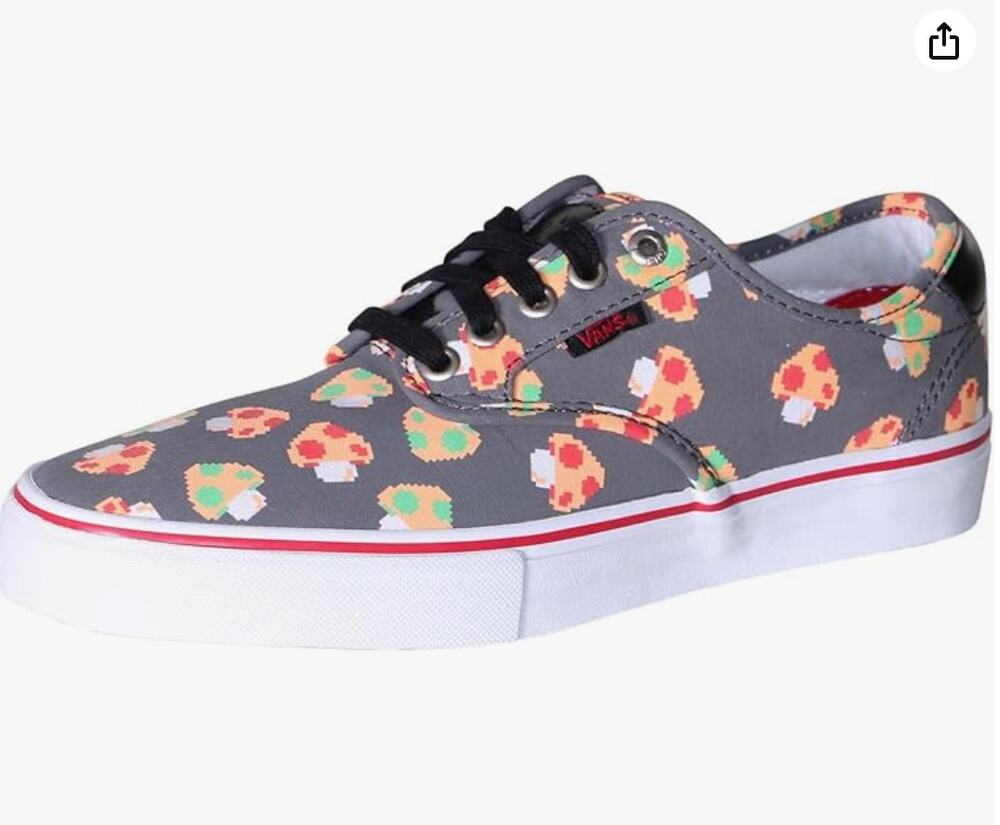 VANS Chima Ferguson Pro x Nintendo Mushrooms Canvas Sneaker 9 M/ 10.5 W Gray